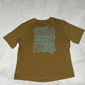 Janji Run Everywhere Men's Brown Short Sleeve T Shirt Athletic SZ XL Graphic